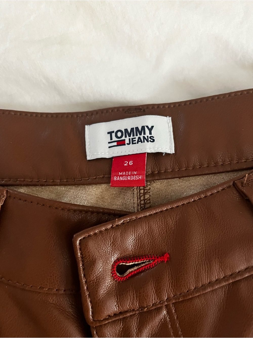 Tommy Jeans Brown Faux Leather Pants